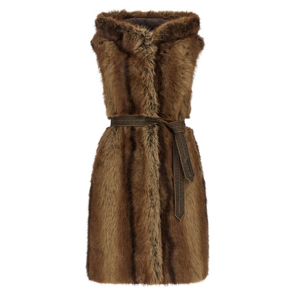 PINKO Brown Polyester Sleeveless Women's Jacket
